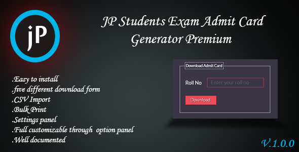 JP Students Exam Admit Card Generator Premium